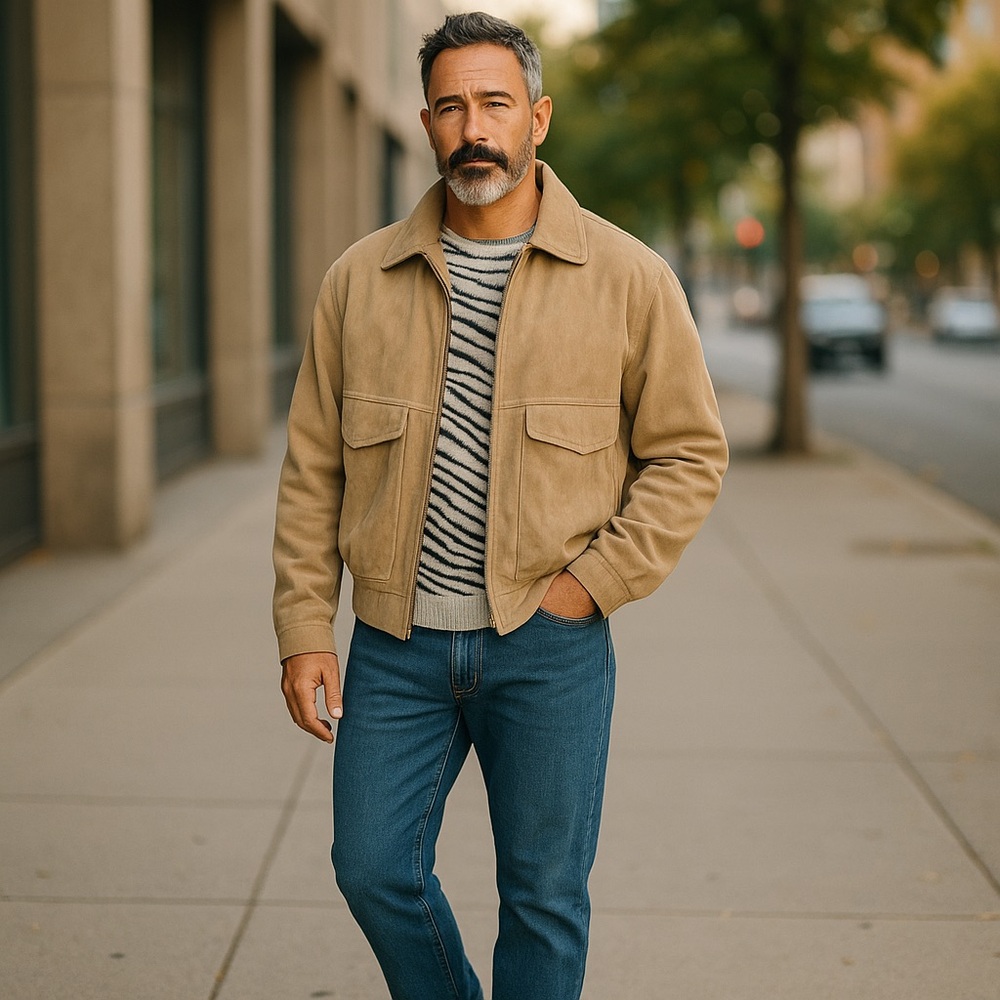 Weekenders Tan suede Jacket with gray undertones